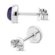 Amethyst Round Silver Stud Earrings, e421st